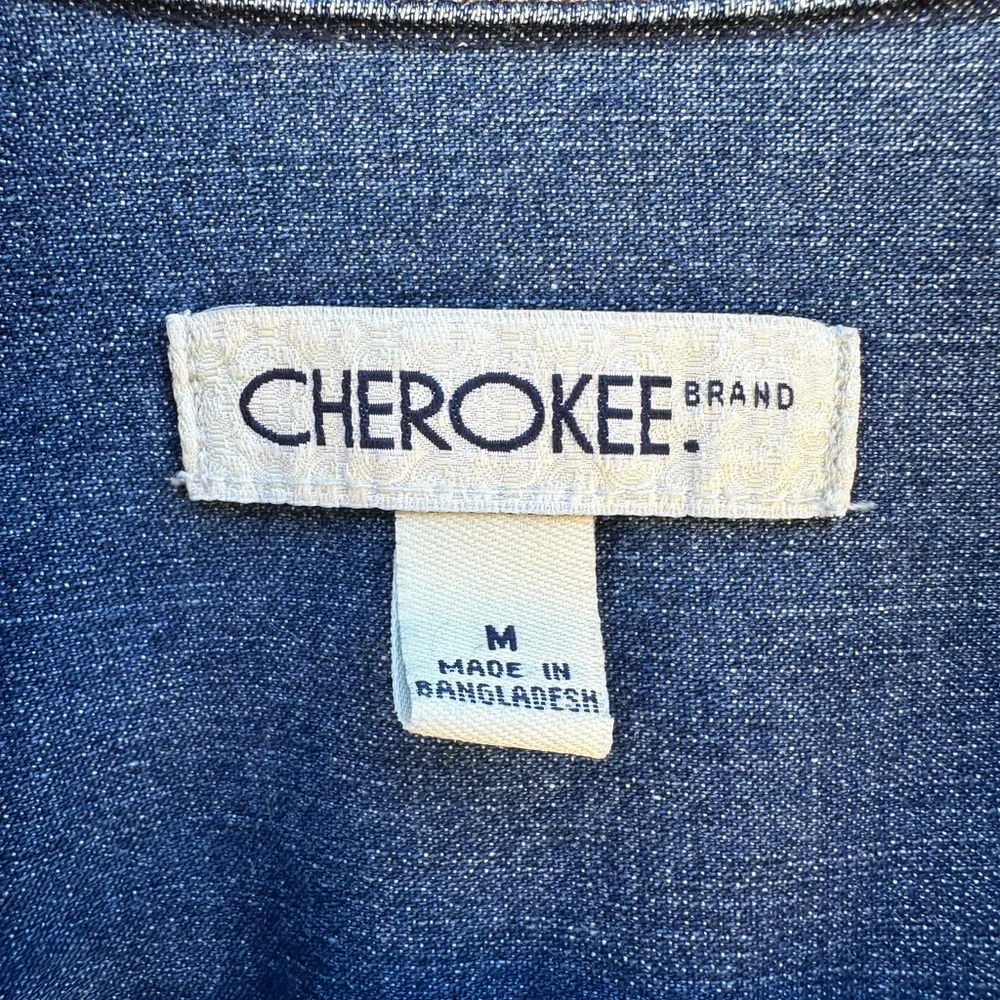 Cherokee Blue Jean Jacket with Pink Floral Embroidery - Picture 4 of 5